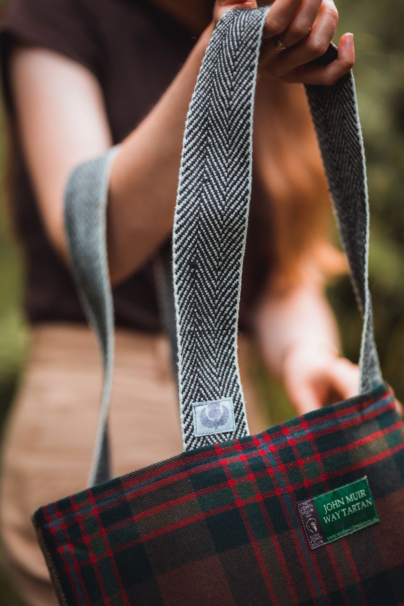 Thistle Scottish Wool Shopper Bag with Liberty Print Lining by LoullyMakes