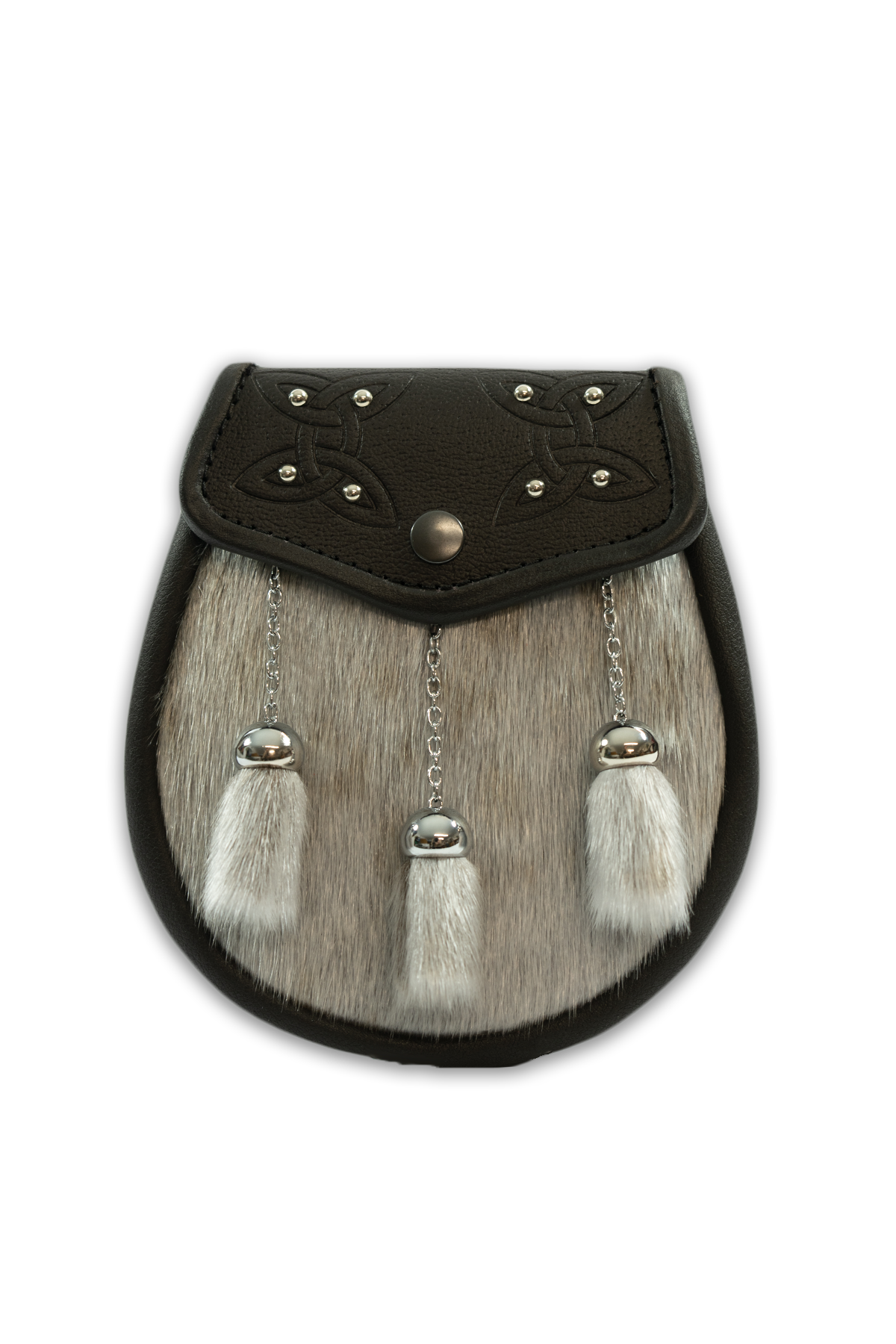Studded Tooled Semi Dress Sporran (Brown)