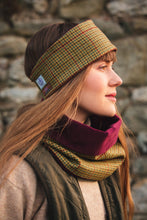 Load image into Gallery viewer, Classic Check Lovat Tweed Ear Warmer Headband Velvet Lining by LoullyMakes