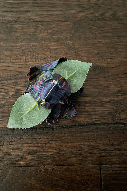 Handmade Tartan Rose Brooch