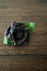 Handmade Tartan Rose Brooch