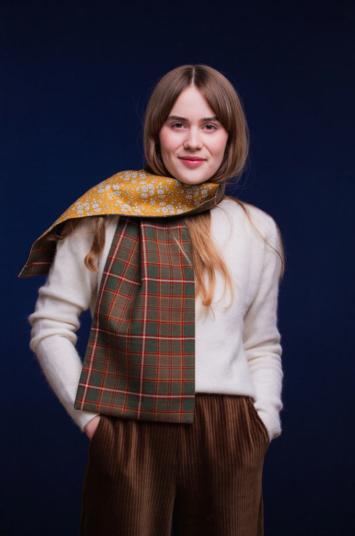 Flodden Commemorative Tartan Long Scarf lined with Liberty Fabrics by LoullyMakes