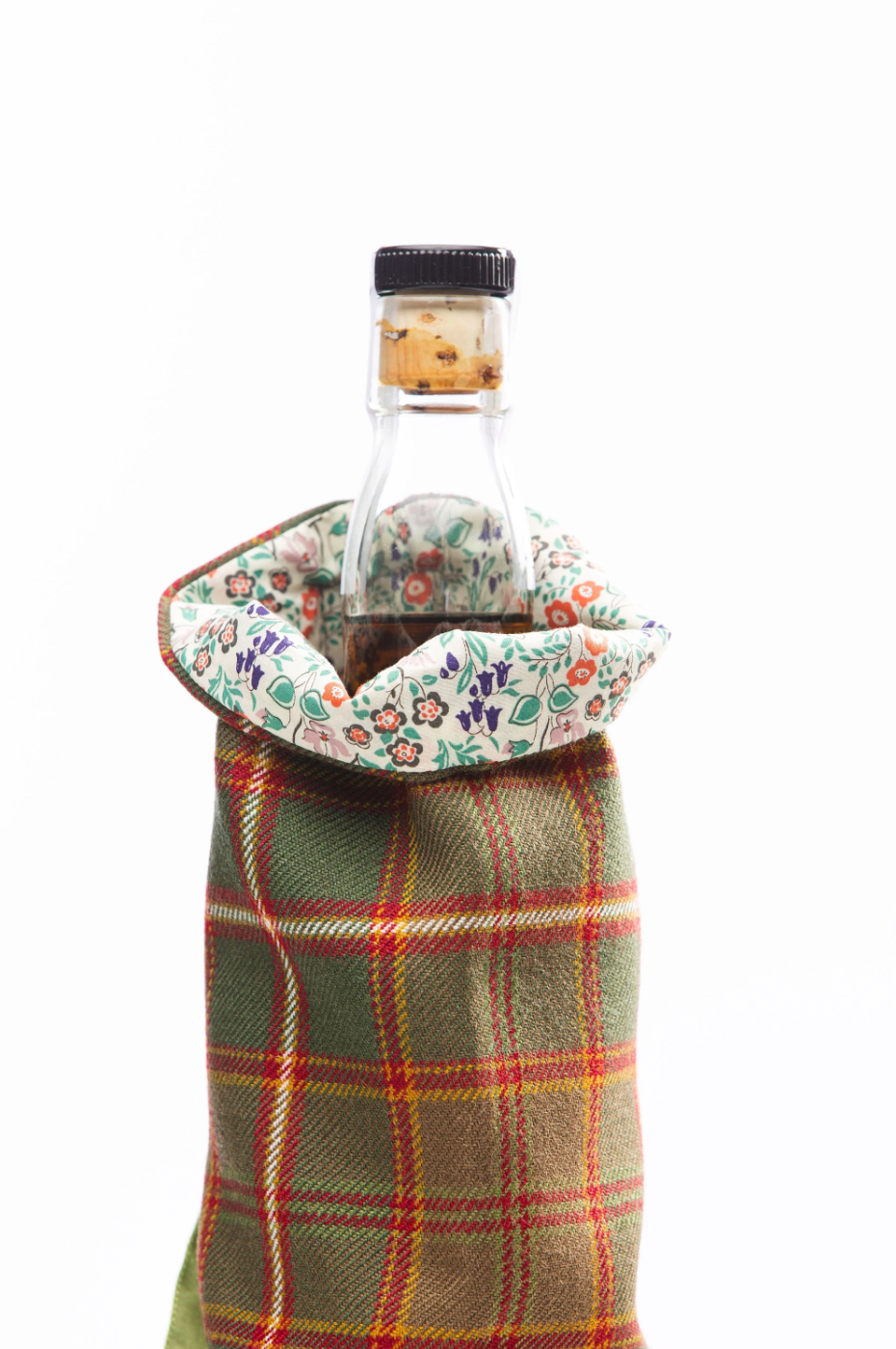 Flodden Tartan Luxury Scottish Bottle Bag made with Liberty Fabric Lining by LoullyMakes