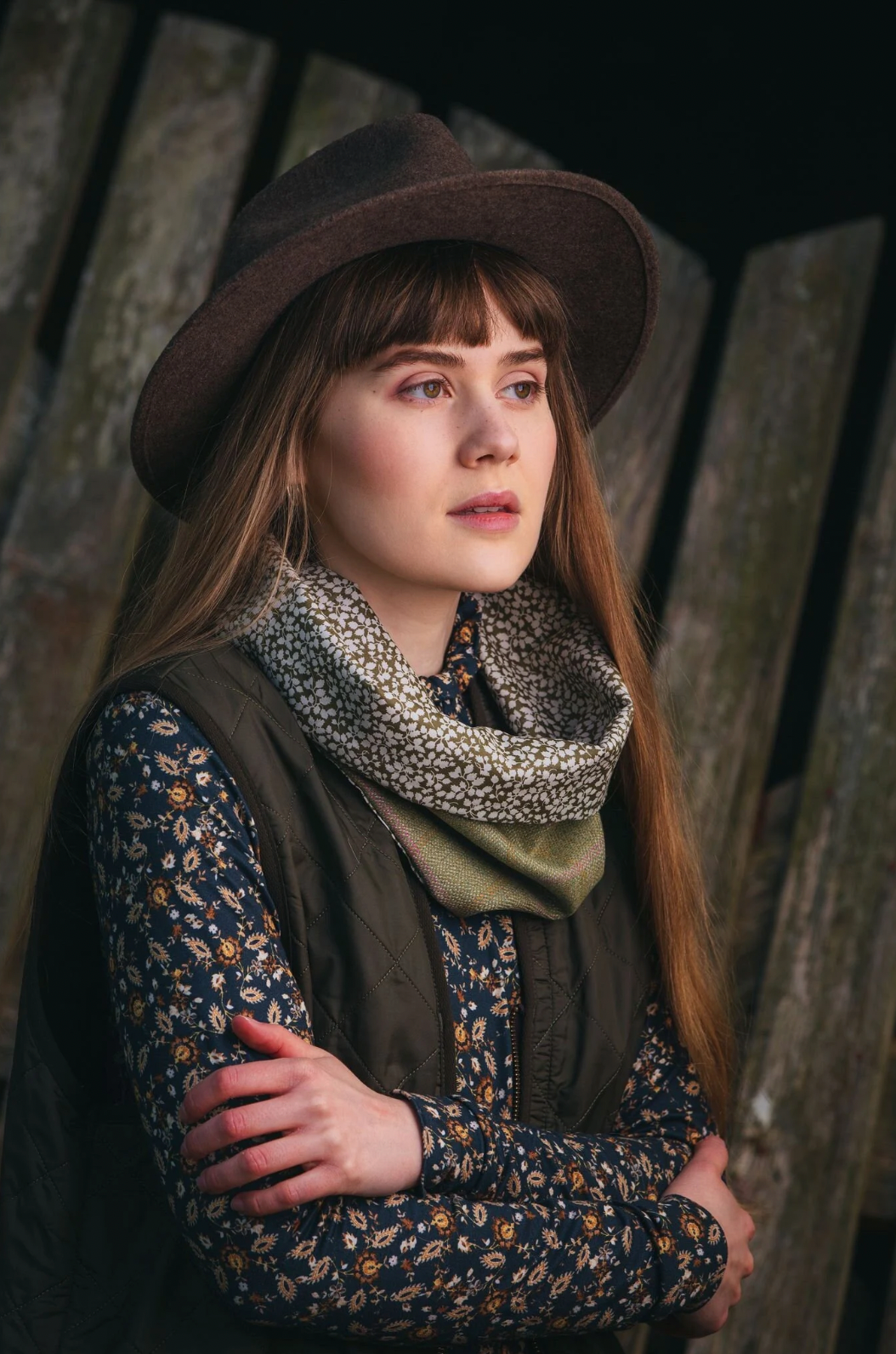 Pale Beige Lovat Tweed Cowl lined with Liberty Fabrics by LoullyMakes
