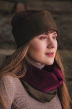 Load image into Gallery viewer, Rich Brown Lovat Tweed Cowl Velvet Lining by LoullyMakes