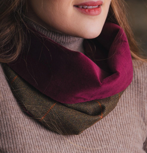 Rich Brown Lovat Tweed Cowl Velvet Lining by LoullyMakes