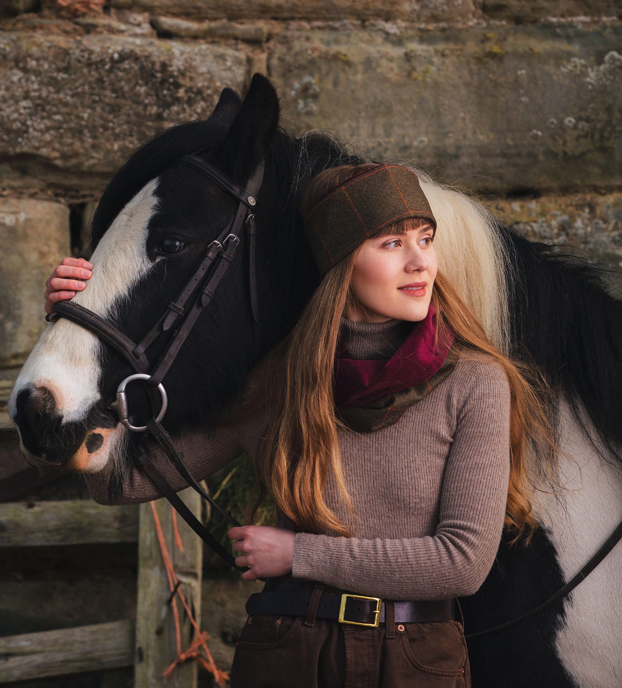 Rich Brown Lovat Tweed Cowl Velvet Lining by LoullyMakes