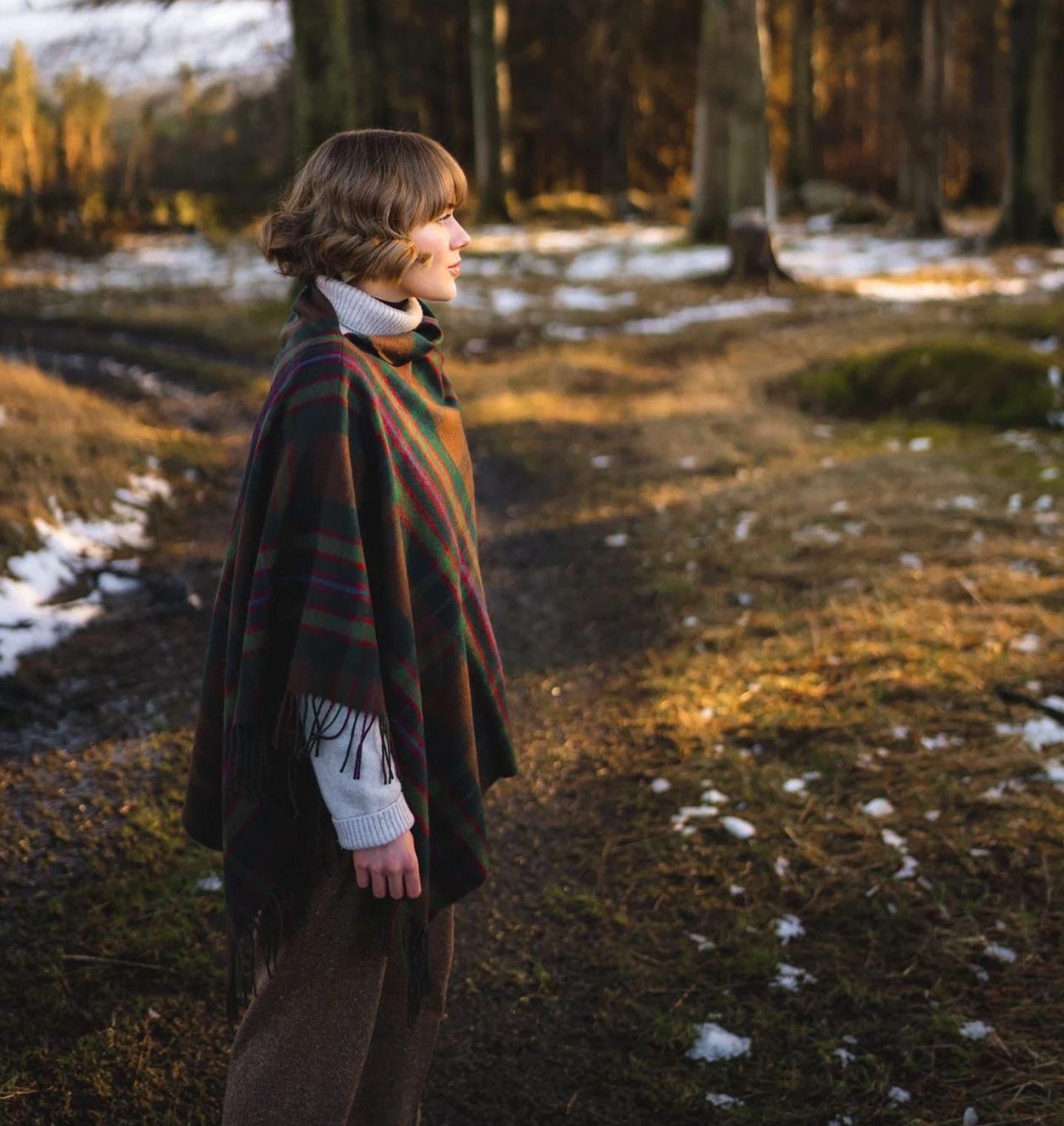 John Muir Way Tartan Lambswool Poncho