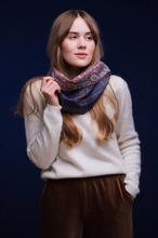Load image into Gallery viewer, Highland Mist Tartan Cowl lined with Liberty Fabrics by LoullyMakes