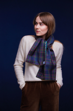 Load image into Gallery viewer, Highland Mist Tartan Long Scarf lined with Liberty Fabrics by LoullyMakes