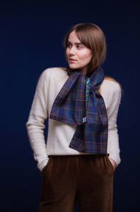 Highland Mist Tartan Long Scarf lined with Liberty Fabrics by LoullyMakes