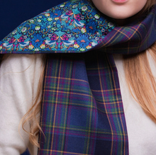 Load image into Gallery viewer, Highland Mist Tartan Long Scarf lined with Liberty Fabrics by LoullyMakes