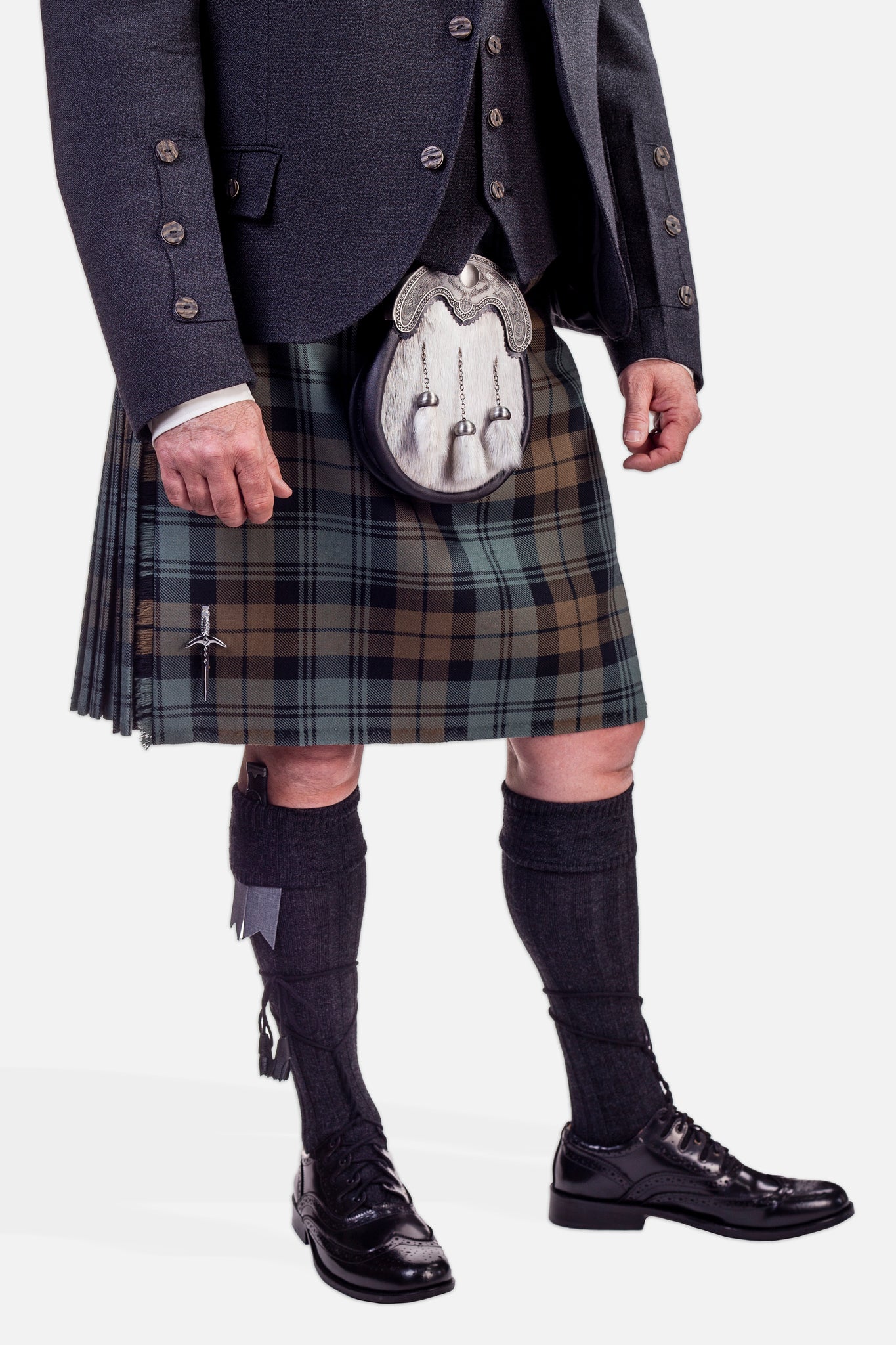 Black Watch Weathered / Charcoal Holyrood Kilt Hire Outfit