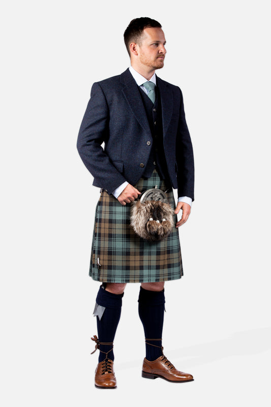 Black Watch Weathered / Lovat Navy Tweed Kilt Hire Outfit