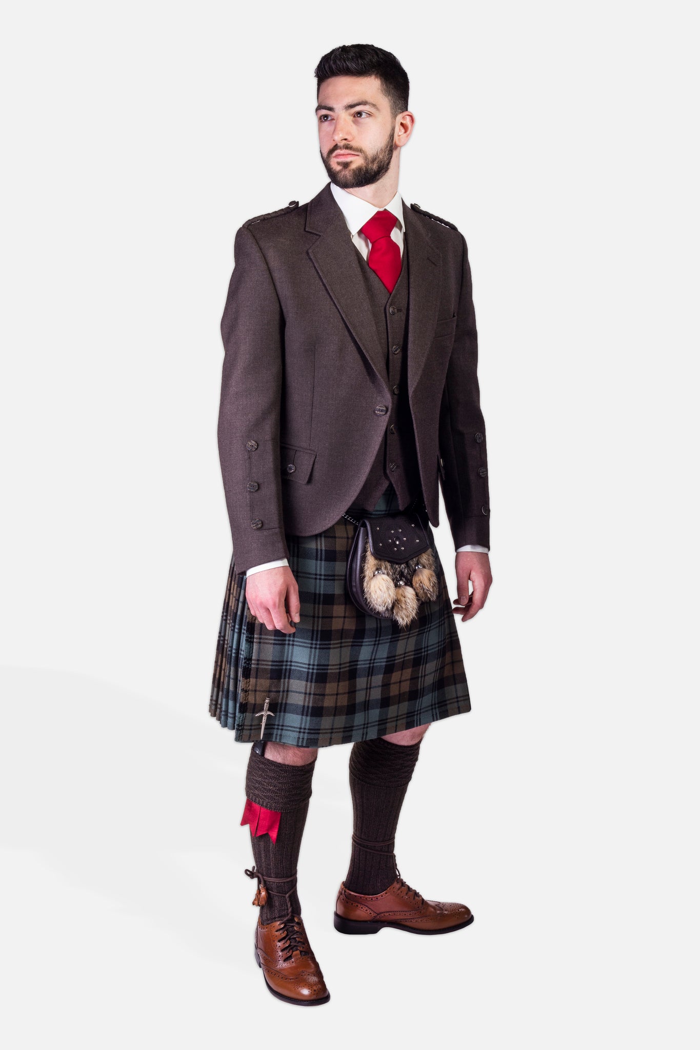 Weathered black watch kilt top