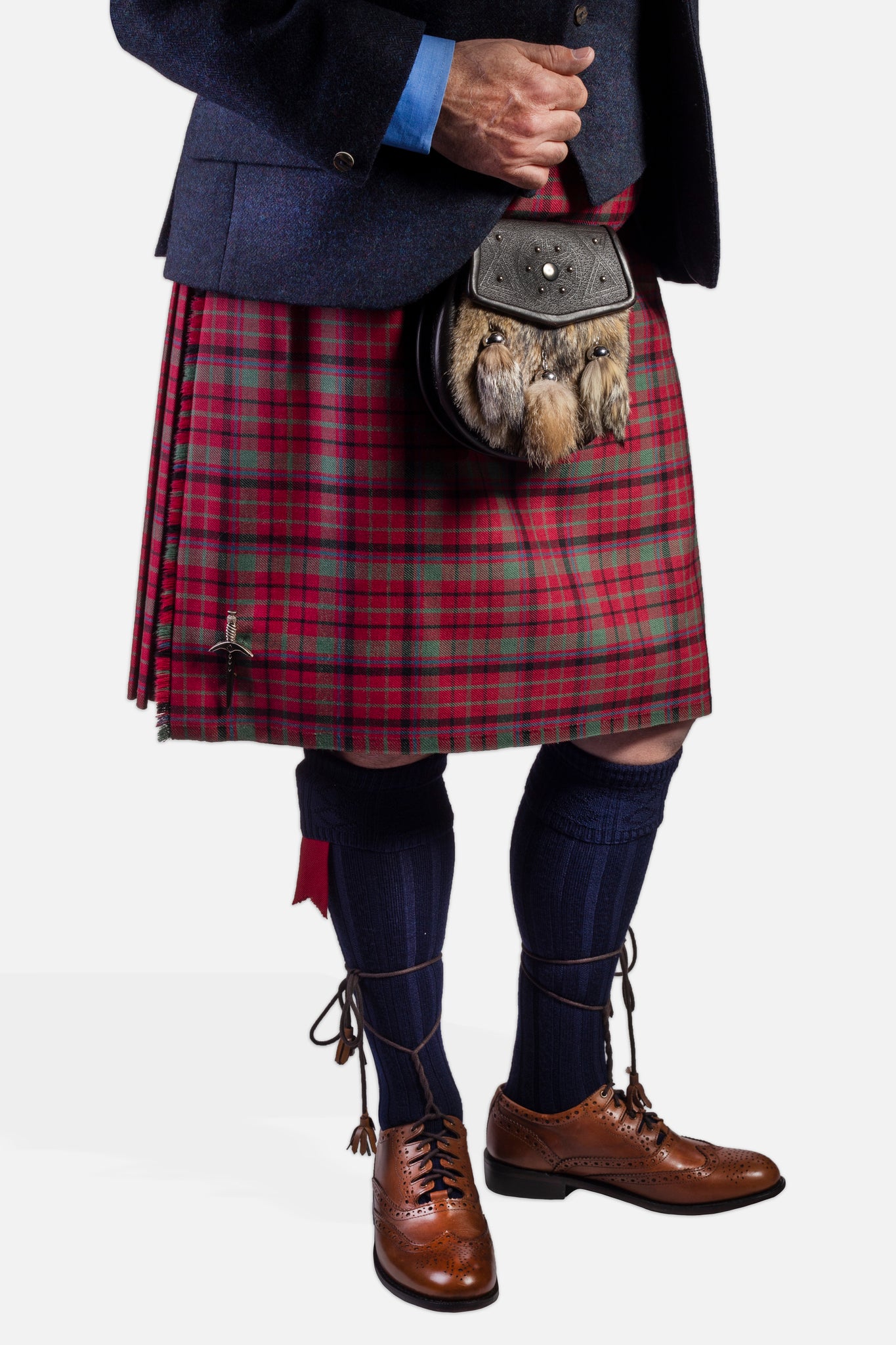 Red Nicolson Muted / Lovat Navy Tweed Kilt Hire Outfit